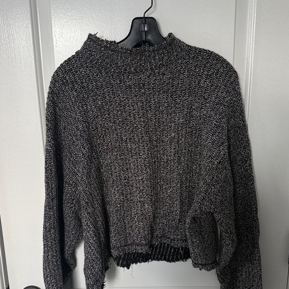 Zara Black and Gray Turtleneck Sweater